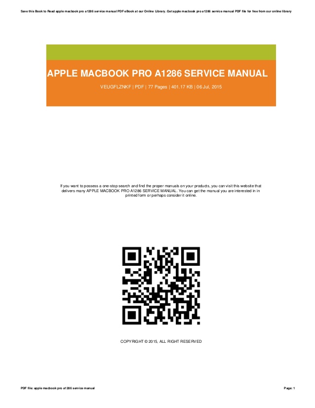 Service Manual Apple Mac Book Pro A1286